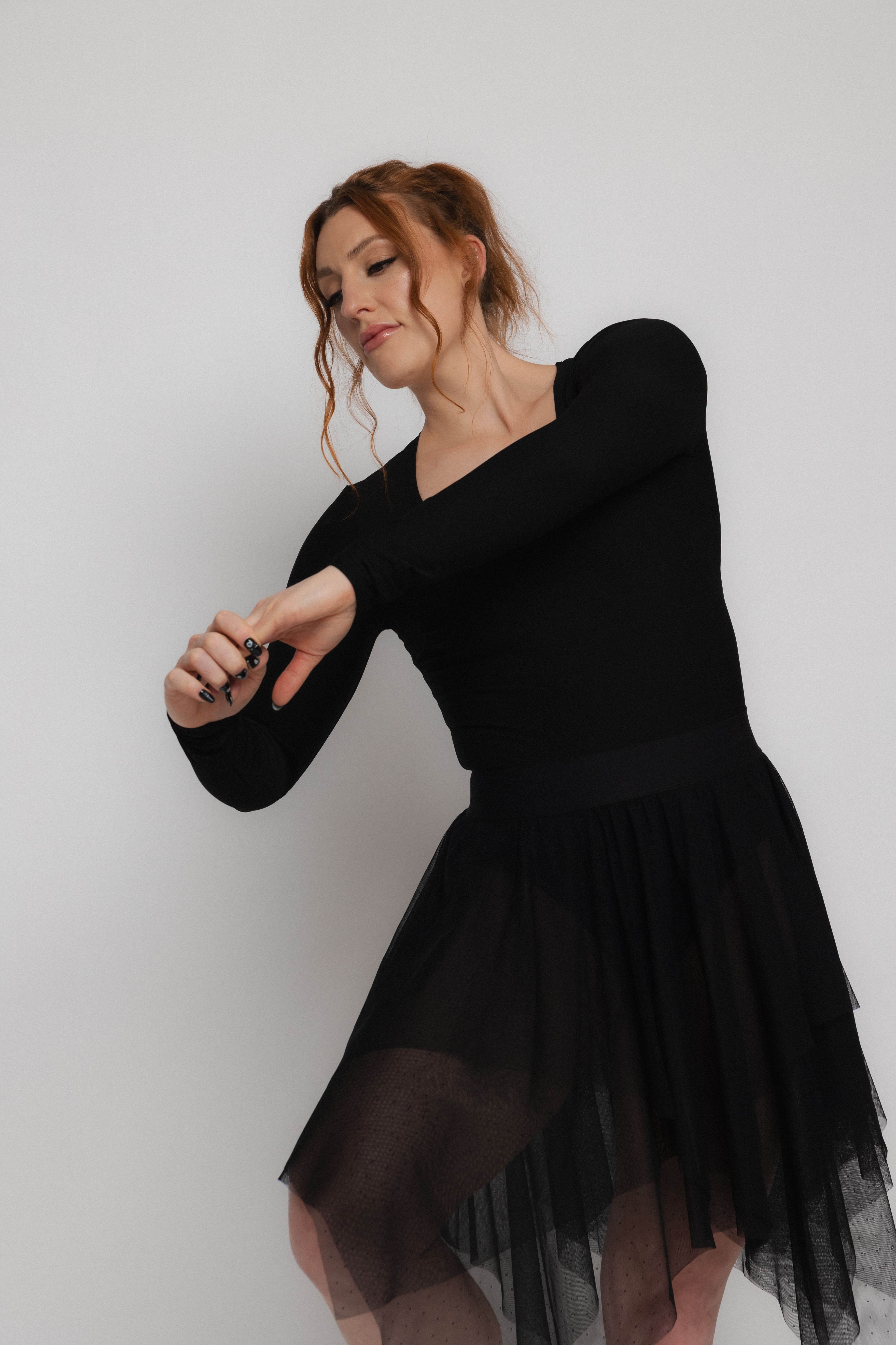 タグ付未使用！完売品！pois hem tulle skirt black Combination Three: Classic Snap PowerSuit and Dotted Tulle Skirt